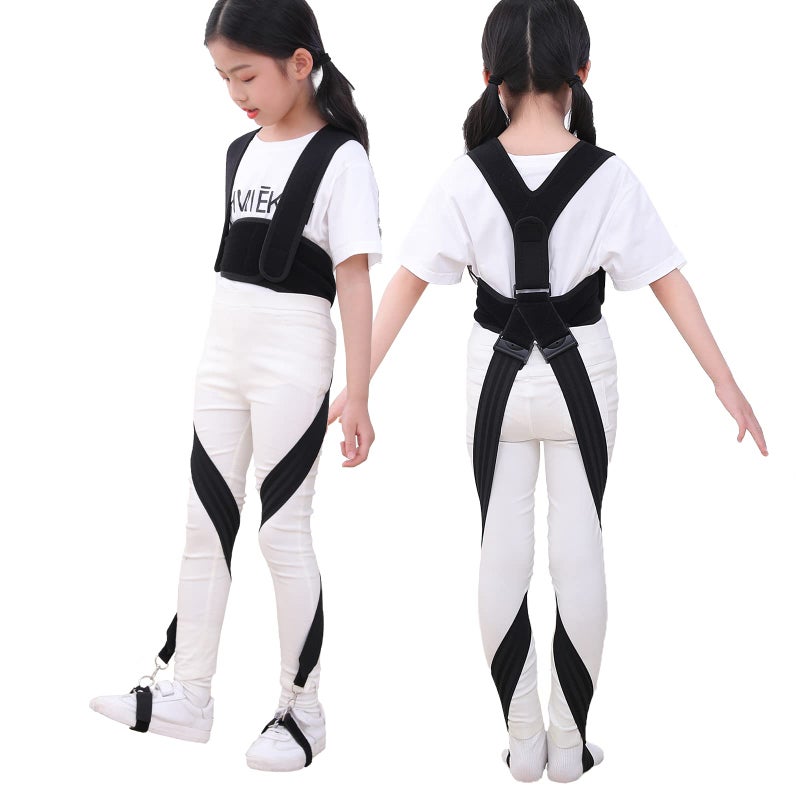 GHORTHOUD OX Leg Type Correction Belt Leg Posture Corrector Band Bandage Unisex Teens OX Legs Bandage Lightweight Pediatric Straighten Belt for Day and Night Black Small